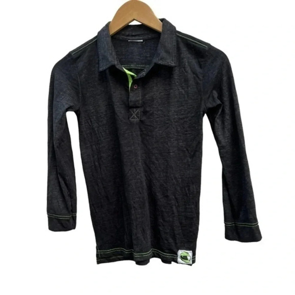 Mish Boys Long Sleeve Polo Shirt Black Motorcycle Graphic Soft Cotton Blend Sz 7 - Picture 2 of 6